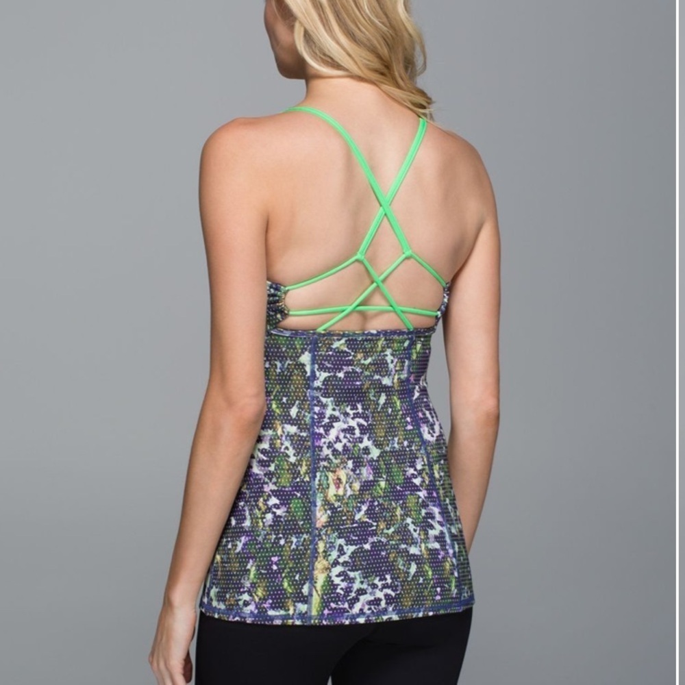 Lululemon Dancing Warrior Tank Floral Sport White Multi/Pistachio Size 6 - Picture 5 of 6